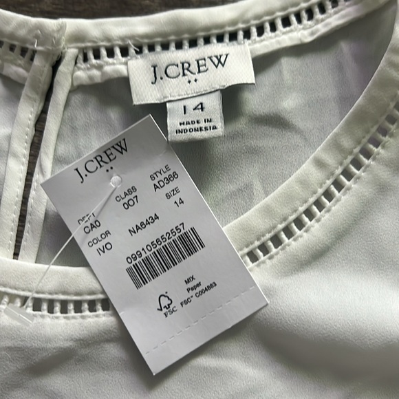 New with tags J.Crew 14 sleeveless tank top blouse shirt top eggshell white - Picture 2 of 4